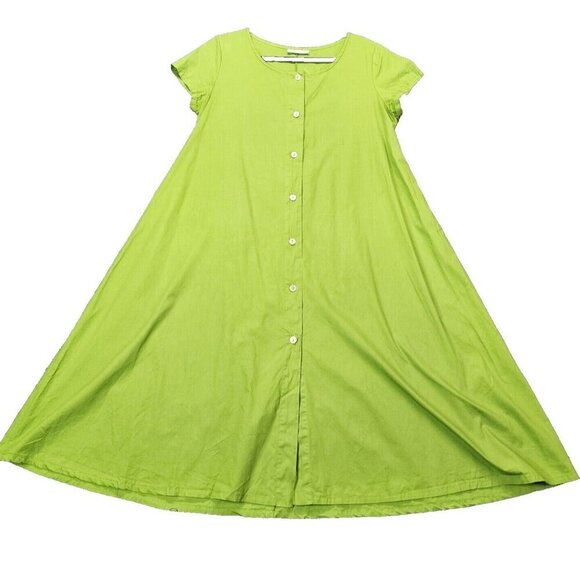 Bryn Walker Womens XS Dress Organic Cotton Short Sleeve Button Down Lagenlook - Picture 1 of 13